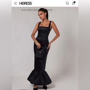 BLACK CORSET SHEEN MAXI BUBBLE DRESS HOURGLASS SILHOUETTE, BUBBLE SKIRT